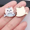 Gato de Dibujos Animados Comiendo Pescado Aleación Llavero DIY Pulsera Collar Colgante Esmalte Cadena de Teléfono Accesorio Piezas de Joyería