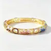 Nuevo Pulsera de Esmalte Multicolor Estilo Chino con Diseño Hueco Incrustado de Diamantes Florales, Disponible Exclusivamente para Ventas Transfronterizas, En Stock y Se Puede Mezclar para Pedidos al por Mayor