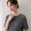 Baicai Rong Outono Inverno Malha de Caxemira Gola Redonda Manga Longa Feminino Jacquard Vazado Pulôver Solto Camada Base Top