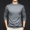 Suéter de punto para hombre de otoño, nuevo, color liso, cuello medio alto, base de camisa, mezcla de lana de oveja y seda, transfronterizo