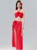 2026 Estilo Nuevo Tira Dividida Sexy Vestido Largo Bikini Traje de Baño Vacaciones en la Playa Bikini Traje de Baño de Tres Piezas para Mujer