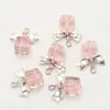 Nudo de Lazo Cuadrado Colgante de Cristal Moda Collar Pulsera Colgante Pequeño Hecho a Mano DIY Accesorios de Joyería Accesorios para Ropa