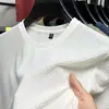 Ropa para Hombre al por Mayor Verano 2025 Malla de Bambú Seda Hielo Camiseta de Manga Corta Camisa para Hombre Cuello Redondo Material Suave Ropa de Media Manga Moderna