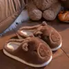 Pantuflas de Algodón Kapibala para Mujer en Otoño e Invierno, Pantuflas Cálidas Antideslizantes para el Hogar, Pantuflas Peludas Gruesas Lindas para Hombre