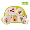Set de vajilla de fibra de bambú para bebé, comida complementaria, forma de animal de dibujos animados linda, plato separado, tenedor, cuchara, cuenco para comer bebé