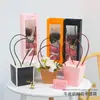 Nueva Bolsa de Tote de Papel Kraft con Flores, Caja para Arreglo Floral, Exhibidor de Ramo, Bolsa de Regalo de Alta Gama, Caja Trapezoidal para Floristería