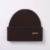 Venda Direta do Fabricante, Dropshipping Disponível, Gorro de Lã Pura de Camada Dupla, Gorro de Tricô Grosso de Cor Sólida para o Inverno Unissex