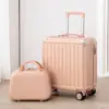 Maleta de viaje de 18 pulgadas con ruedas, marco de aluminio, ruedas universales silenciosas, caja de embarque de viaje pequeña y ligera para mujer, nuevo 2023