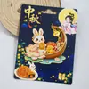Serie del Festival de Medio Otoño: Imanes de refrigerador de aleación de zinc con la luna, Chang'e y el conejo lunar, de estilo chino, perfectos como regalo creativo para viajes y el Festival de Medio Otoño