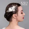 Grampo de cabelo de pérola estilo coreano de primavera flor de tecido feita à mão para mulheres clipe pontudo estilo princesa Mori clipe de liga atacado