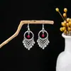 Pendientes de Borla de Plata Miao Estilo Étnico, Pendientes de Borla Turquesa Bohemios, Pendientes de Atracción Turística de Minorías Étnicas