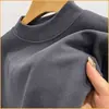 Fábrica de origen: Camiseta de invierno para hombre de doble cara con forro de forro polar, top térmico de manga larga engrosado de cuello alto, color liso