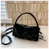 Bolsa Transversal de Ombro Único Moda Plissada Estilo Coreano 2026 Verão Nova Cor Sólida Textura Ins Bolsa Estilosa Tipo Almofada