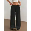 Moda Feminina Europeia e Americana Transfronteiriça 2026 Nova Primavera e Verão Calça Reta Solta Lisa com Cordão Texturizado