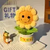 Girasol de Lana Tejido a Mano Lindo Producto Terminado Gana de un solo golpe Ramo de Simulación Adornos Planta en Maceta Decoración Regalo Pequeño