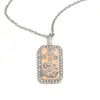 Colgante de Nicho Estilo Europeo y Americano Acero Inoxidable Chapado en Oro de 18K Aceite Goteando Lleno de Diamantes Doce Constelaciones Collar Cuadrado Colorido para Mujer