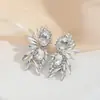 Brincos Europeus e Americanos de Flor Exagerada Estilo Ins Festa Personalizados Liga de Zinco Diamante Strass Geométricos Simétricos Brincos para Mulheres