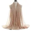 Novo Lenço Longo de Chiffon Pérola Cor Sólida Versátil Moda Transfronteiriço Cor Única Borda Enrolada em Ângulo Reto Lenço de Chiffon Lenço de Cabeça