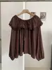 Blusa de Encaje con Retazos y Volantes Fuera del Hombro KEKEZOON para Mujer, Camisa Suave de Manga Larga para Principios de Otoño 8767