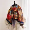 Bufanda de Imitación Cachemir Estilo Pintura al Óleo Vintage Nueva Otoño/Invierno 2026 para Mujer, Calentador de Cuello Chal Jacquard Versátil de Alta Gama al por Mayor
