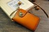 Bolsa de llaves retro para hombre y mujer de cuero curtido vegetal, bolsa de llaves japonesa de cuero puro multicolor hecha a mano una generación de pelo