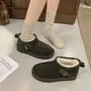 Sandálias Birkenstock de sola grossa para mulheres, botas de neve felpudas, sapatos tipo pão de cano curto, sapatos casuais de algodão, novos sapatos de algodão quentes de inverno 2026