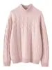 Suéter de Caxemira com Flor de Cânhamo Outono/Inverno 2026 Novo Camisa Básica Feminina de Gola Alta Meia Espessura Estilo Suave Suéter Quente Espesso