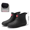 Botas de lluvia de moda, botas de goma antideslizantes, botas de pesca para hombre de caña corta con forro polar, modernas de caña baja a media pantorrilla, cálidas y resistentes al desgaste, botas de agua