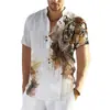 2024 moda casual transfronteriza temu solapa estampado 3D gato hombre manga corta camisa casual