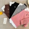 Camiseta Pulóver para Niños y Niñas Nuevas Llegadas de Primavera Camiseta Bordada de Dos Piezas Falsas para Niños y Niñas Camiseta Básica de Cuello V para Bebé Estilo Coreano