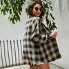 Cárdigan de punto fino a cuadros para mujer, manga larga, ajustado, largo medio, estilo callejero moderno, de un solo botón, 2020