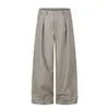K354 Calle Principal Unisex Estilo Retro Old Money Color Sólido Diseño de Pliegues Caídos Pantalones Casuales Rectos Holgados para Hombre