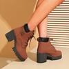 Botas Martin con Cordones de Tacón Alto Grueso para Exportación Transfronteriza para Mujer 2025 Otoño e Invierno Nuevas Botas Cortas de Suela Gruesa Estilo Británico