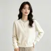 Cárdigan de Punto de Color Sólido Simple Estilo Coreano con Hebilla Dorada Pequeña y Cuello Redondo para Mujer, Nuevo Diseño de Principios de Otoño, Top de Moda