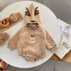Roupas de Natal para Bebês e Crianças Pequenas Cruzamento de Fronteiras Masculino e Feminino Bebê Manga Longa Outono e Inverno Roupas para Engatinhar Robe com Capuz Forrado de Lã Espessado