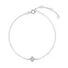 Pulseira de Prata Esterlina S925 Mini Folha de Trevo de Quatro Folhas Banhada a Ouro Feminina Simples Nicho Luxo Leve Versátil Flor Fina Pulseira Empilhável