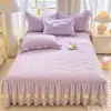 Faldón de cama acolchado de algodón puro, pieza única, que oculta el borde inferior, nuevo modelo 2025, colcha de cama engrosada 100% algodón, estilo faldón de cama a prueba de polvo
