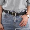 Cinturón de Cuero de Vaca con Hebilla Cuadrada 2024 para Mujer Estilo Coreano Ins Simple Moda Cinturón para Falda Vestido Pantalón Venta al por Mayor