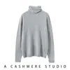 2025 Nuevo Otoño e Invierno 100% Cachemira Tejidos de Punto para Mujer Cuello Alto con Borde Enrollado Color Puro Top Jersey Prendas de Punto Base