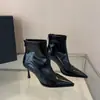 Botines cortos de tacón alto y punta fina, nuevo estilo europeo y americano 2026, botines de tobillo de retazos de tacón fino, botas de ajuste ceñido, botines cortos retro marrones