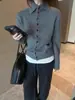 Cardigan de Lana Chic de Solapa de Moda de Este Año para Mujer, Nuevo Estilo Otoño e Invierno, Suéter de Punto Elegante y Sencillo de Un Solo Botón de Color Sólido