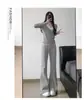 Pantalones Acampanados Gris Oscuro para Mujer, Nuevo Estilo Otoño e Invierno 2025, de Cintura Alta, Petite, Caídos, Deportivos, Casuales, Finos, Ligeramente Acampanados