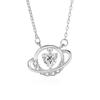 Collar de plata S925 con diseño de planeta del amor para mujer, cadena de clavícula con cielo estrellado en forma de corazón de melocotón de Corea del Sur, con incrustaciones de diamantes y una hermosa joyería de circonita.