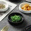 Prato Redondo com Padrão de Pedra, Prato Preto para Aperitivos, Prato para Molho de Soja, Prato para Vinagre, Tigela para Molho, Prato para Pimenta, Prato para Molho