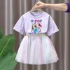 Merchandising de Grupo de Chicas Cazadoras de Demonios Kpop Vestido de Malla de Manga Corta para Niñas Camiseta de Manga Corta para Niñas Top de Verano para Niños Pequeños Ins