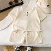 Conjunto Infantil de Verão Novo de Manga Curta Meninos Waffles Manga Curta Shorts Estilo Casual Coreano Seleção Rigorosa Links