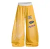 Calça Jogger Casual OREETA Estilo Hip Hop Streetwear Americano Estampa de Letras Unissex Retro Mesclado Desgastado Perna Larga