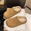 Pantuflas casuales peludas Baotou para mujer, nuevo estilo otoño/invierno 2026, cálidas y antideslizantes, pantuflas de algodón para poner y quitar