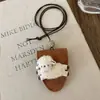 Bolsa para Óculos Triângulo de Couro Estampa de Leopardo Colar com Corda de Couro Corrente de Suéter Retro Estilo Maillard Colar Estilo Europeu e Americano