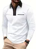 2026 Cremallera Transfronterizo Amazon Nueva Camisa Polo de Manga Larga para Hombre Casual Cuello Campana Estilo Europeo y Americano